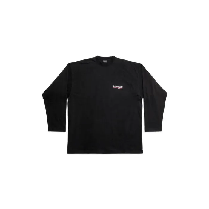 WomenMen Tshirts Balenciaga Political Campaign Long Sleeve Tshirt Oversized In Black