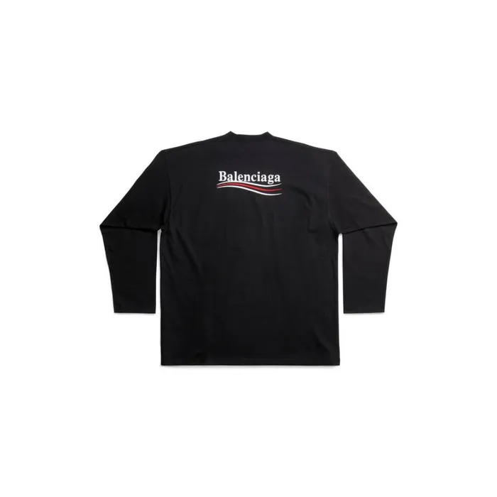 WomenMen Tshirts Balenciaga Political Campaign Long Sleeve Tshirt Oversized In Black
