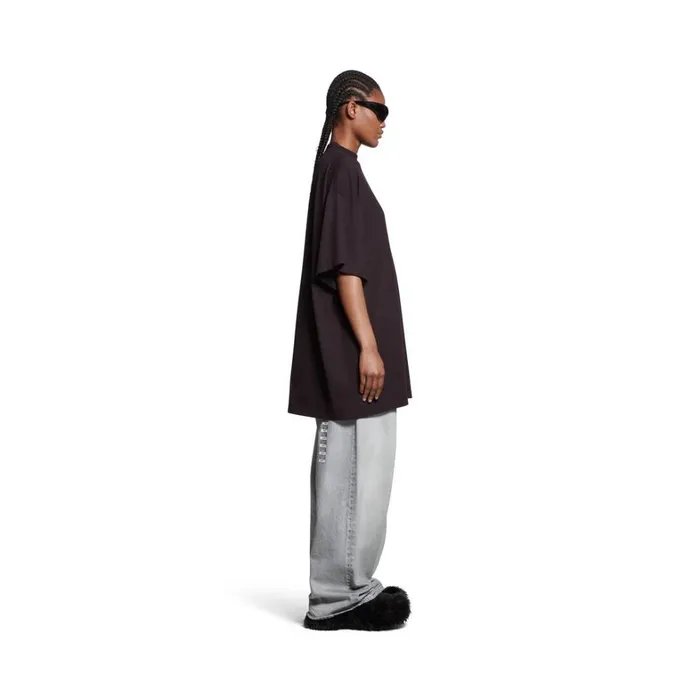 WomenMen Tshirts Balenciaga Sample Sticker Tshirt Oversized In Black
