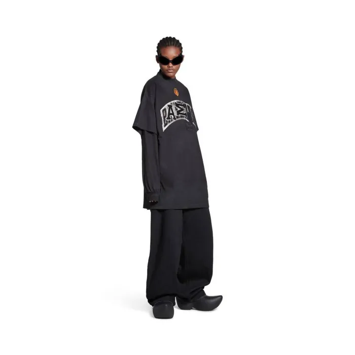 WomenMen Tshirts Balenciaga Skater Tshirt Oversized In Black Faded