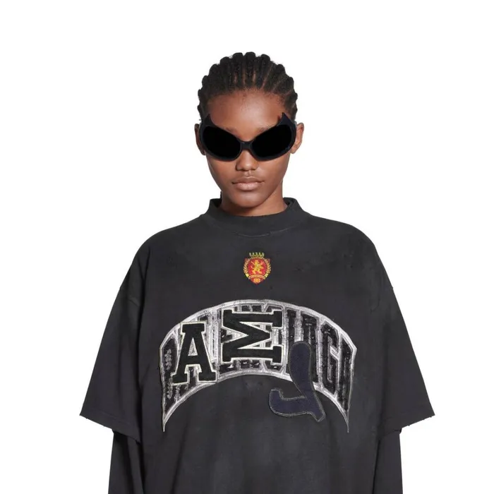 WomenMen Tshirts Balenciaga Skater Tshirt Oversized In Black Faded