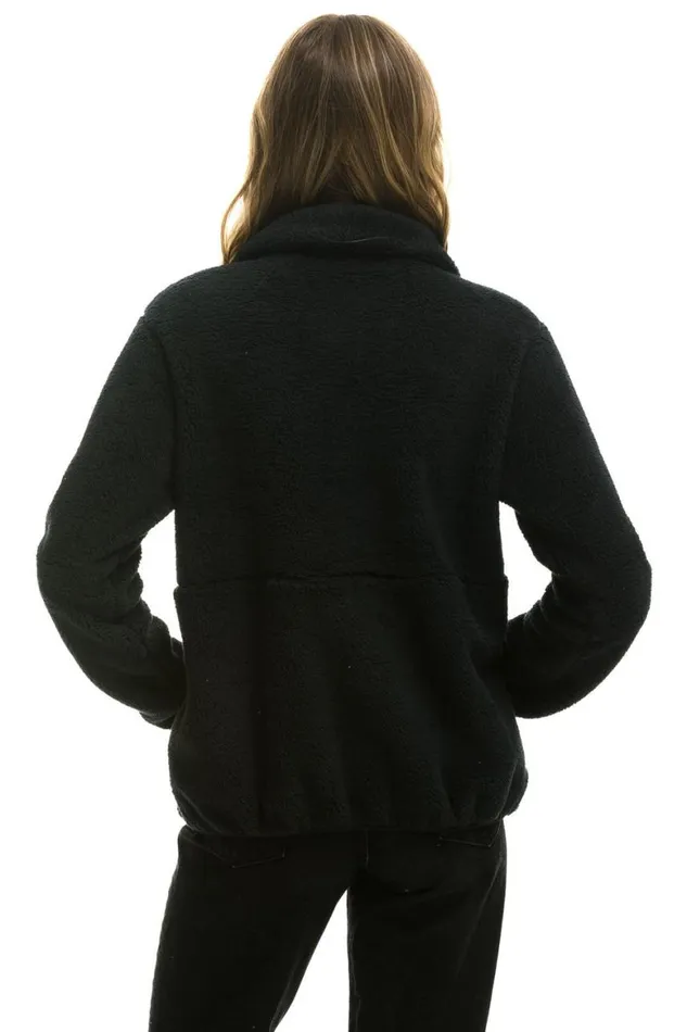 WomenMen Teddy Jackets Aviator Nation Teddy Unisex Half Zip Jacket 8211 Black