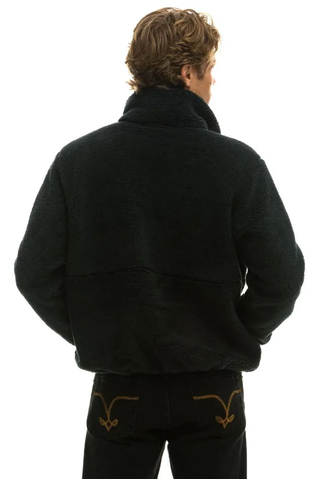 WomenMen Teddy Jackets Aviator Nation Teddy Unisex Half Zip Jacket 8211 Black