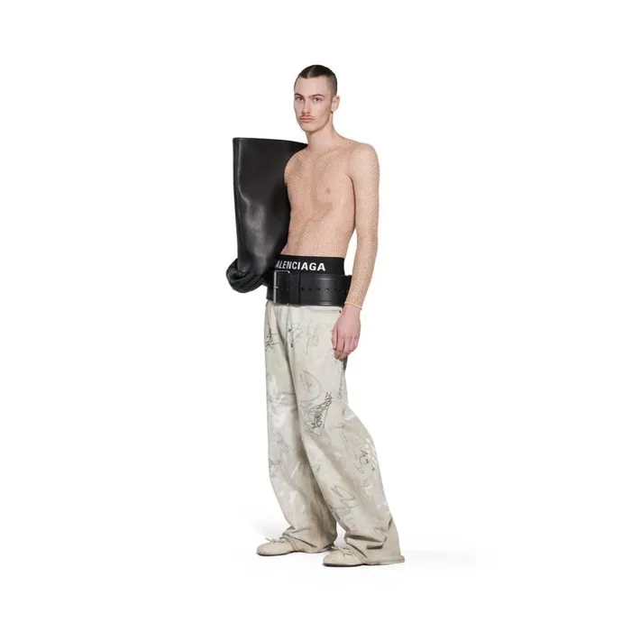 WomenMen Trousers Balenciaga Graffiti Baggy Trousers In Black
