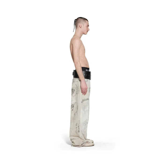 WomenMen Trousers Balenciaga Graffiti Baggy Trousers In Black