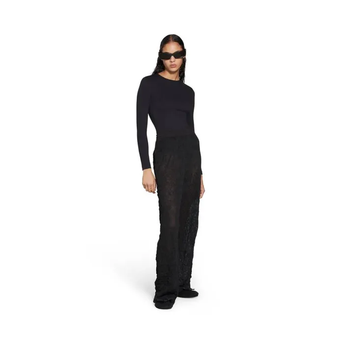 WomenMen Trousers Balenciaga Mesh Baggy Sweatpants In Black