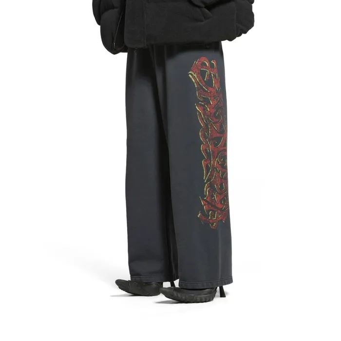 WomenMen Trousers Balenciaga Offshore Baggy Sweatpants In Black Faded