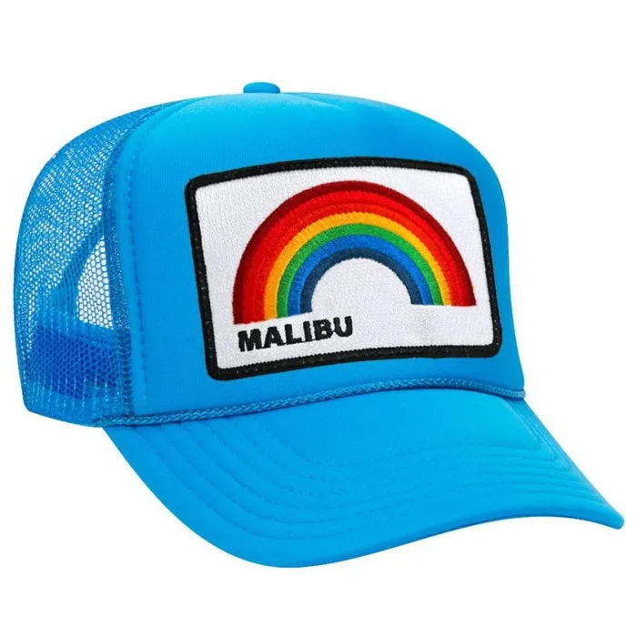 WomenMen Trucker Hats Aviator Nation Malibu Rainbow Trucker Hat