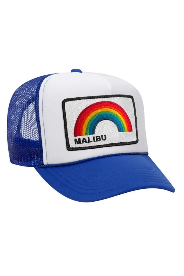 WomenMen Trucker Hats Aviator Nation Malibu Rainbow Trucker Hat