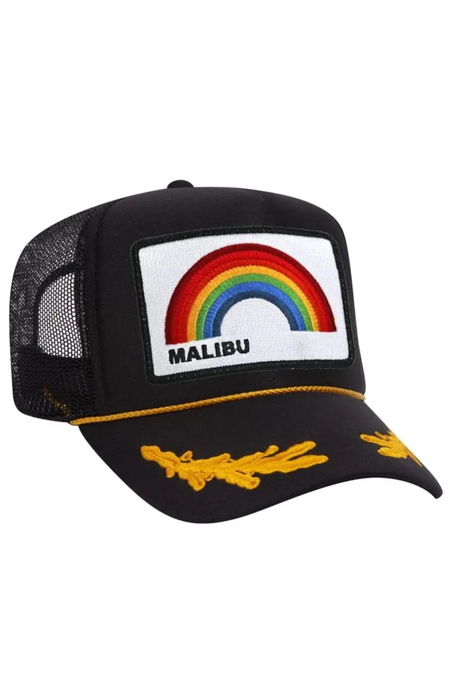WomenMen Trucker Hats Aviator Nation Malibu Rainbow Trucker Hat