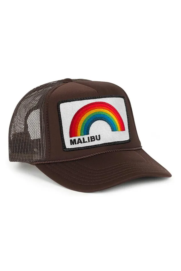 WomenMen Trucker Hats Aviator Nation Malibu Rainbow Trucker Hat