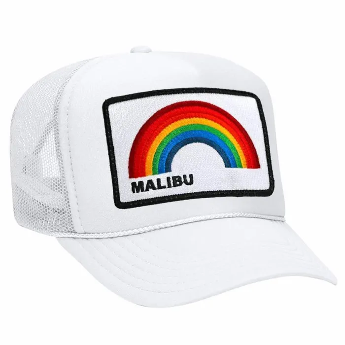 WomenMen Trucker Hats Aviator Nation Malibu Rainbow Trucker Hat