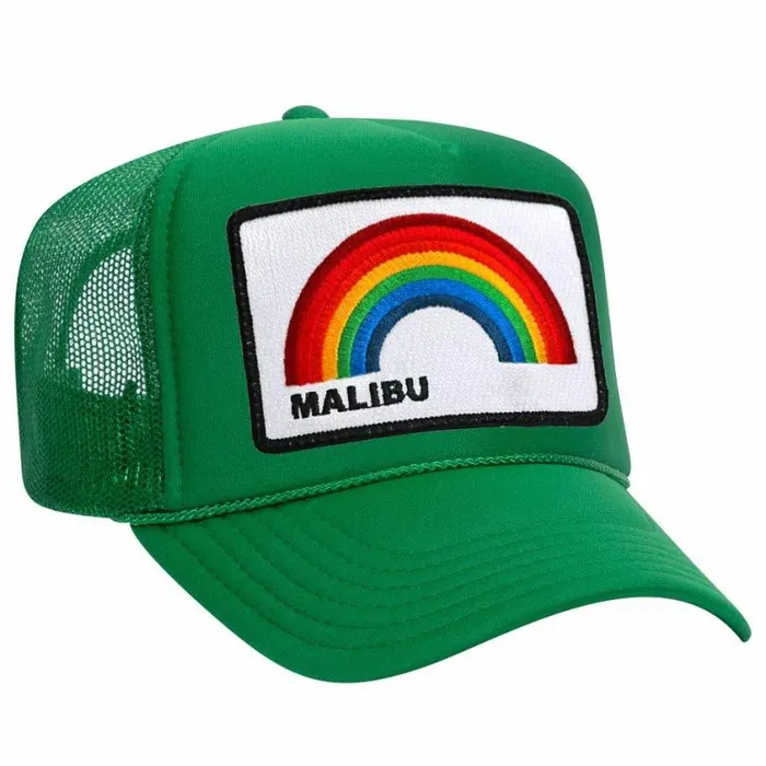WomenMen Trucker Hats Aviator Nation Malibu Rainbow Trucker Hat