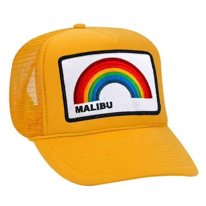 WomenMen Trucker Hats Aviator Nation Malibu Rainbow Trucker Hat