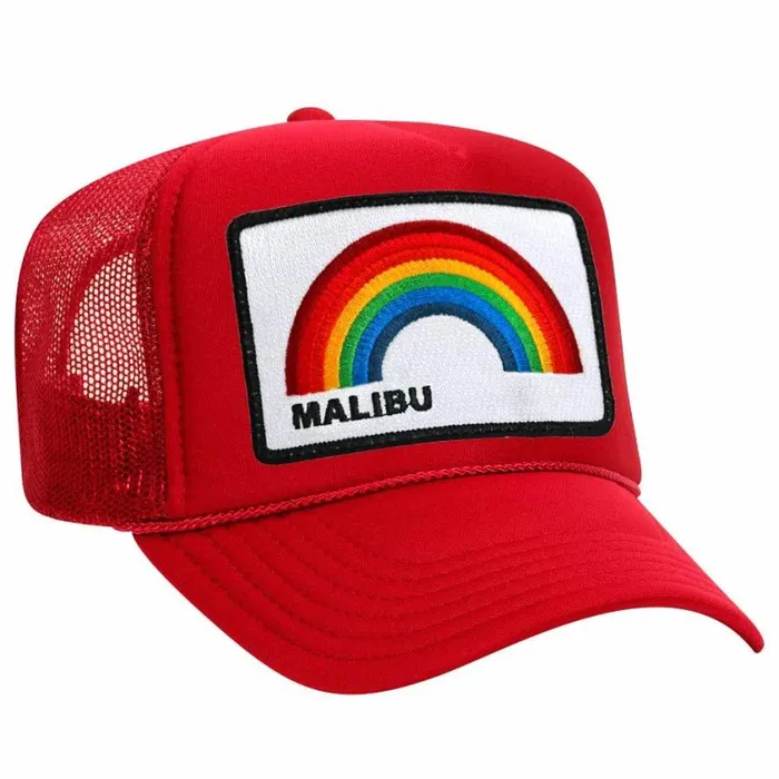 WomenMen Trucker Hats Aviator Nation Malibu Rainbow Trucker Hat