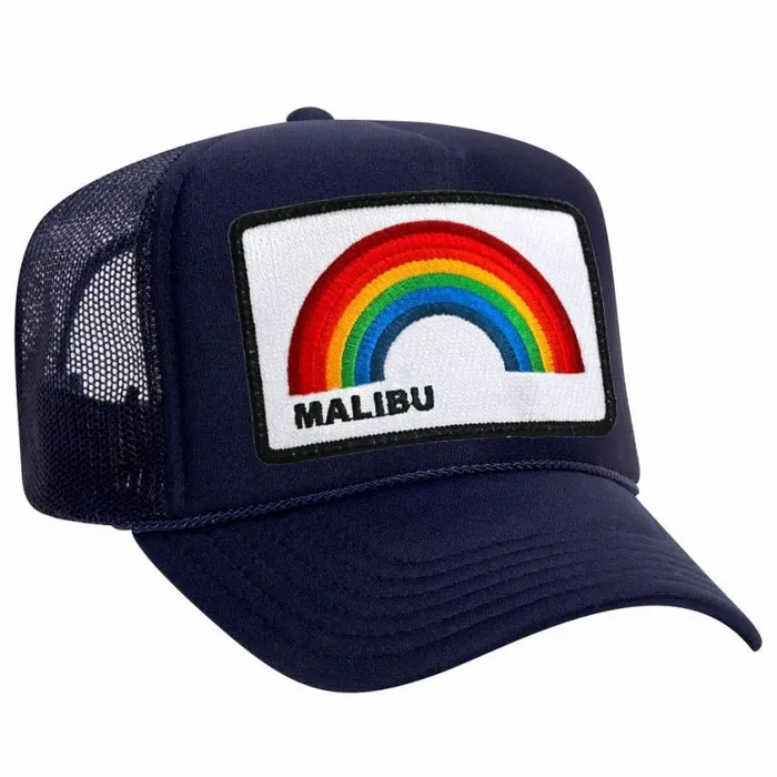 WomenMen Trucker Hats Aviator Nation Malibu Rainbow Trucker Hat