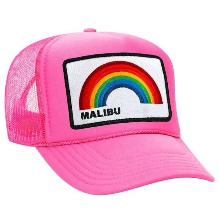 WomenMen Trucker Hats Aviator Nation Malibu Rainbow Trucker Hat