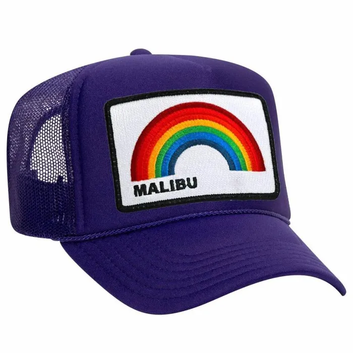 WomenMen Trucker Hats Aviator Nation Malibu Rainbow Trucker Hat