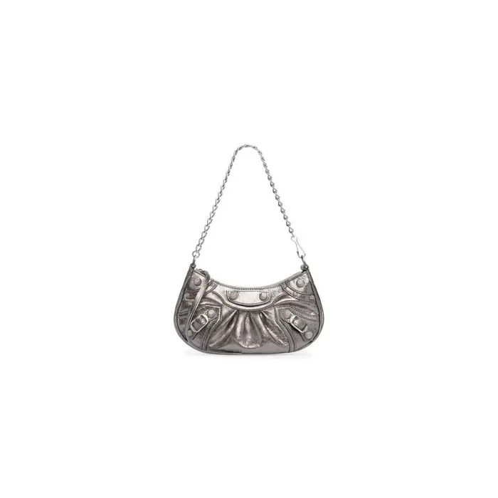 Women Mini Bags Balenciaga Le Cagole Mini Bag With Chain Metallized In Silver