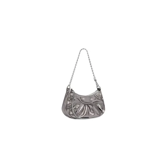 Women Mini Bags Balenciaga Le Cagole Mini Bag With Chain Metallized In Silver