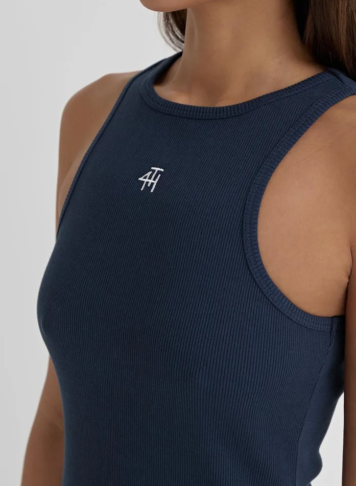 Women Navy 4th Branded Racer Vest Top Everyday 4th and Reckless Tops