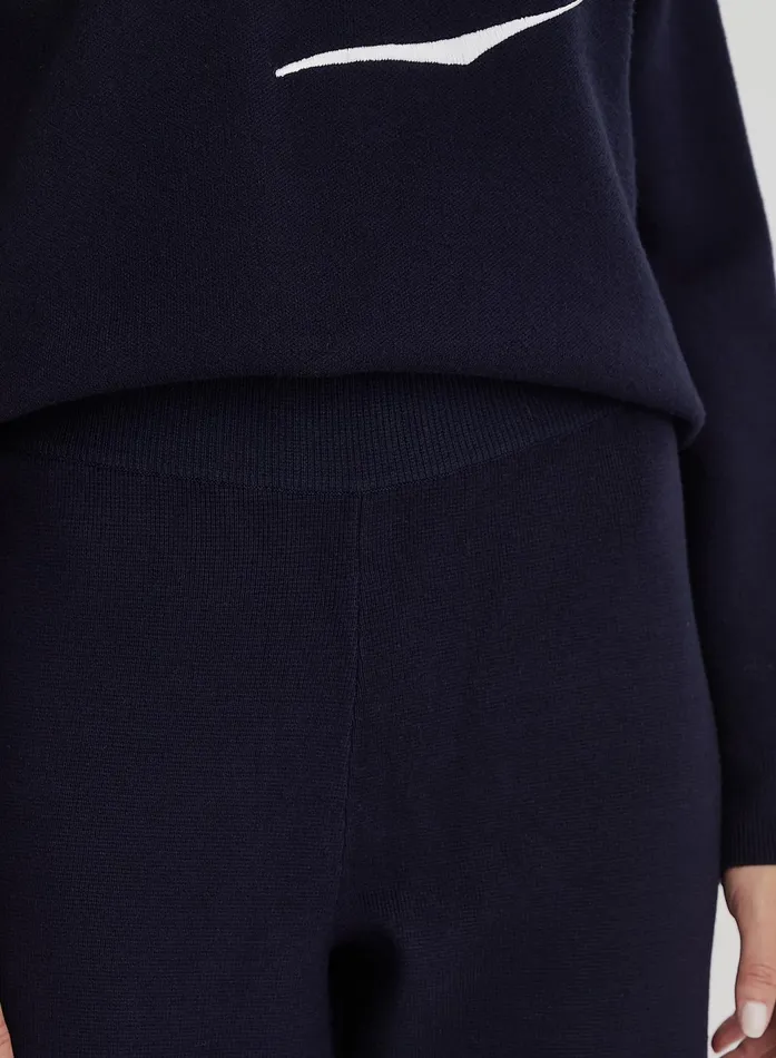 Women Navy Knitted Wide Leg Trouser Cameron 4th and Reckless Athleisure