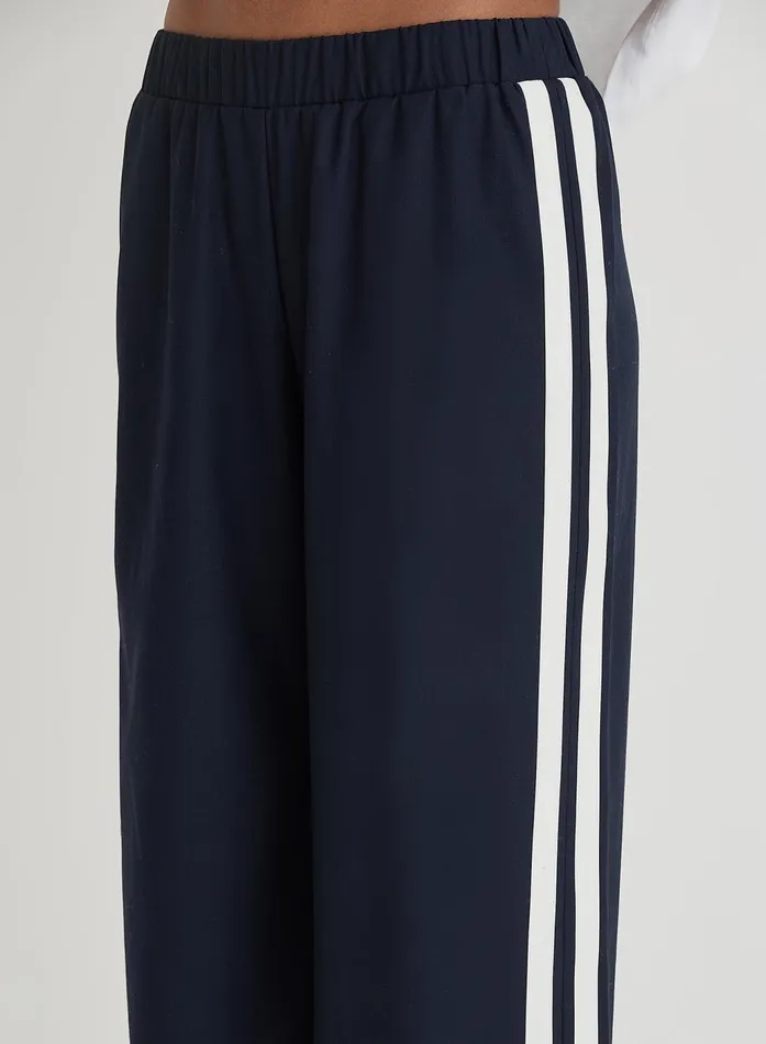 Women Navy Side Stripe Wide Leg Trouser Tammy 4th and Reckless Pants
