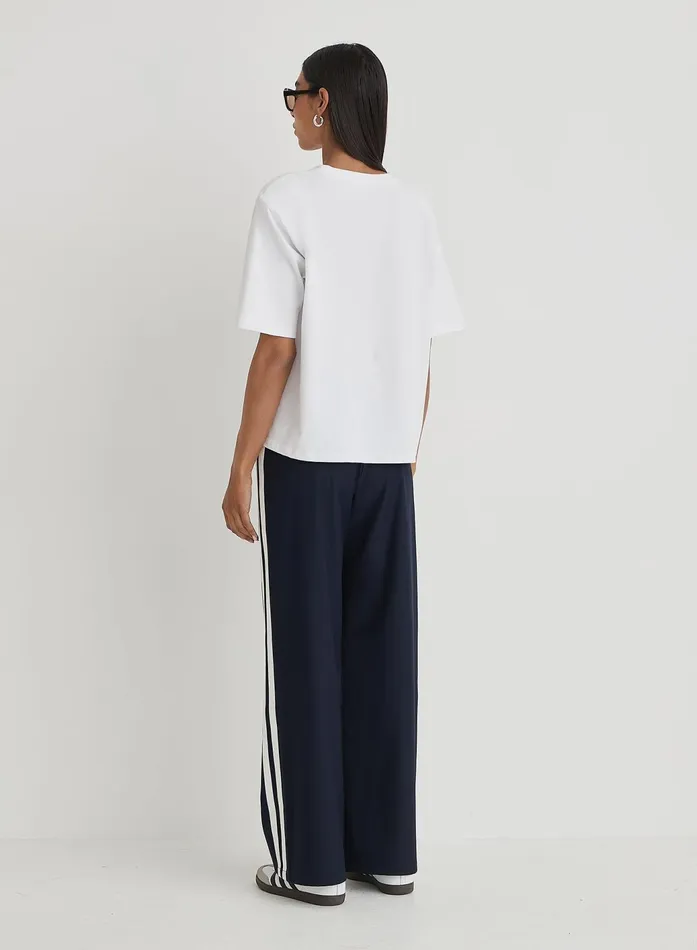 Women Navy Side Stripe Wide Leg Trouser Tammy 4th and Reckless Pants