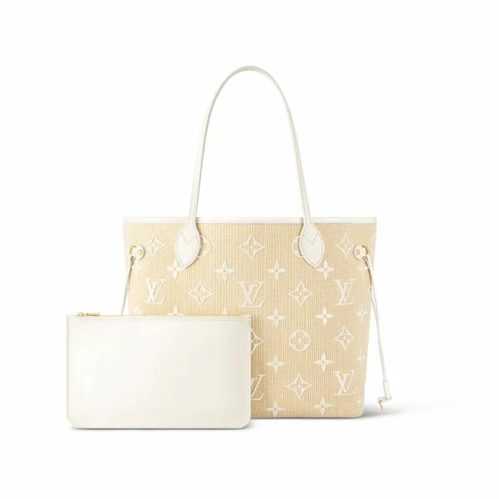 Women Neverfull Bag Louis Vuitton Louis Vuitton M22839 Neverfull MM Lotus Cotton White Beige 8211 Louis Vuitton Handbag Store