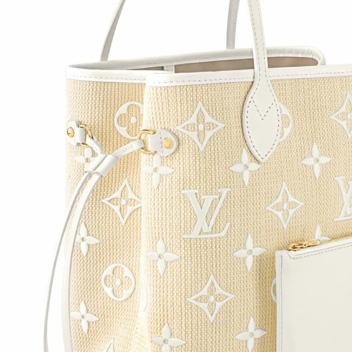 Women Neverfull Bag Louis Vuitton Louis Vuitton M22839 Neverfull MM Lotus Cotton White Beige 8211 Louis Vuitton Handbag Store