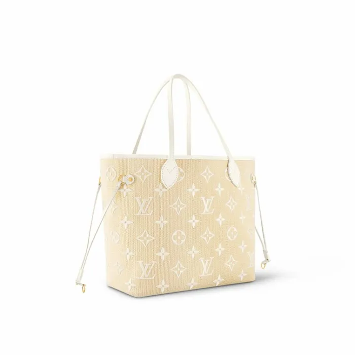 Women Neverfull Bag Louis Vuitton Louis Vuitton M22839 Neverfull MM Lotus Cotton White Beige 8211 Louis Vuitton Handbag Store
