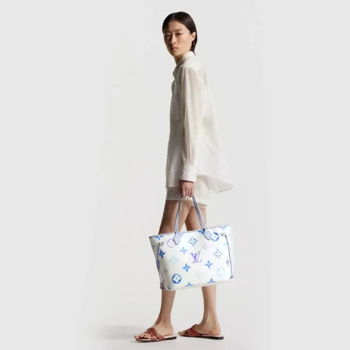 Women Neverfull Bag Louis Vuitton Louis Vuitton M22979 Neverfull MM Blue Monogram 8211 Louis Vuitton Handbag Store