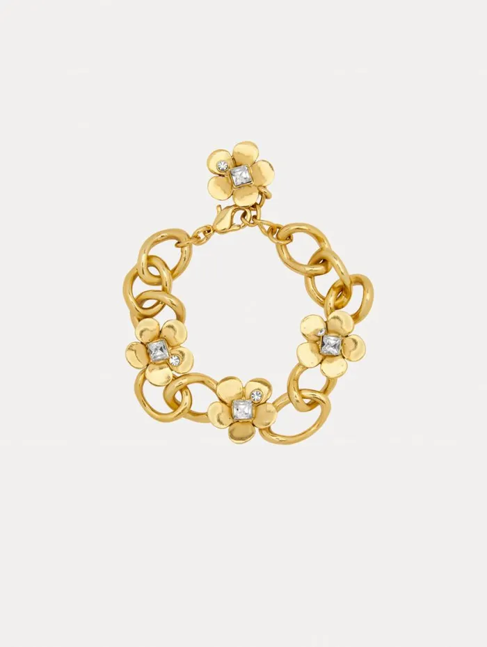 Women O ChainLink Flower Bracelet Gold Oscar De La Renta Bracelets