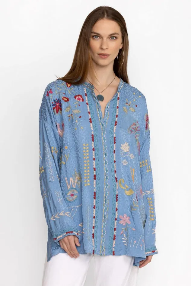 Women OANNA BLOUSE Blissful Blue Johnny Was Tops Women OANNA BLOUSE Blissful Blue Johnny Was Tops