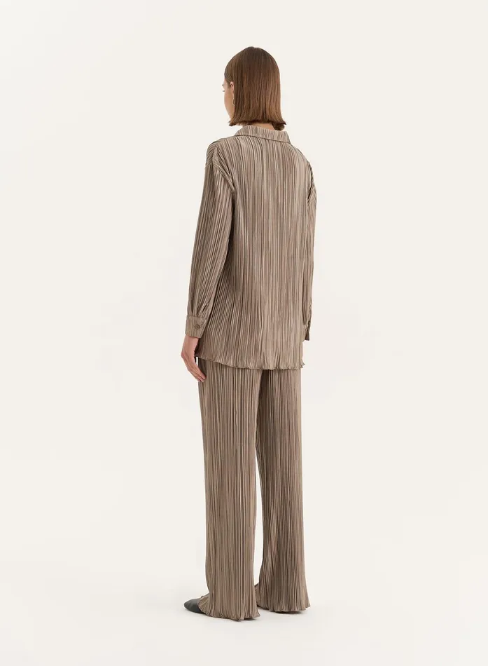Women Olive Plisse Shirt Palais 4th and Reckless Tops