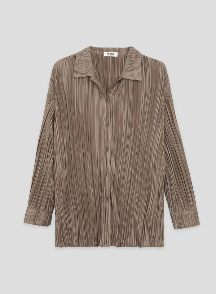 Women Olive Plisse Shirt Palais 4th and Reckless Tops