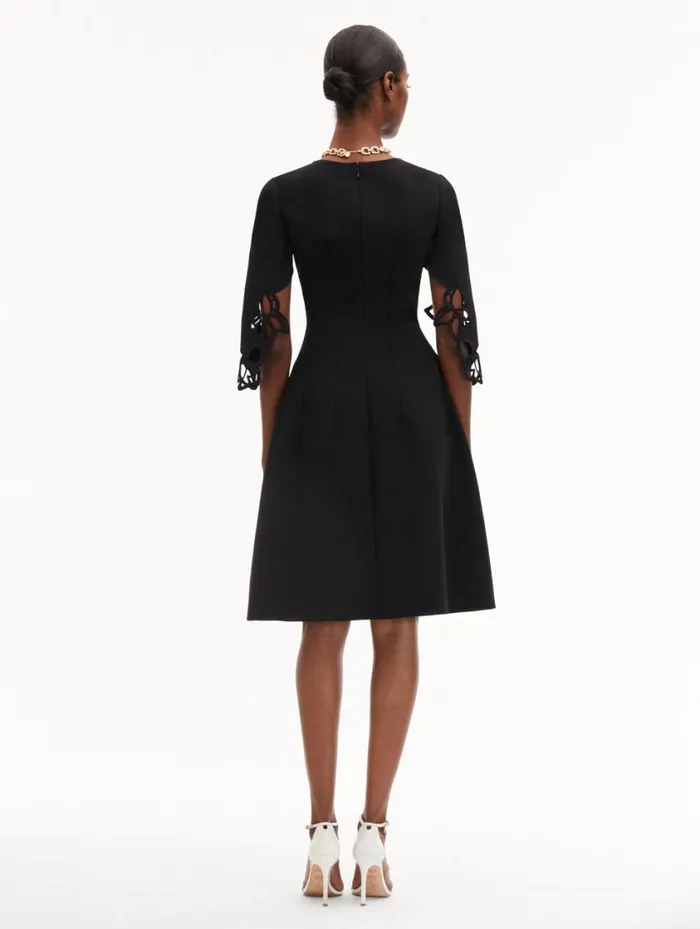 Women Orchid Sleeve Split Neck Dress Black Oscar De La Renta Dresses Women Orchid Sleeve Split Neck Dress Black Oscar De La Renta Dresses