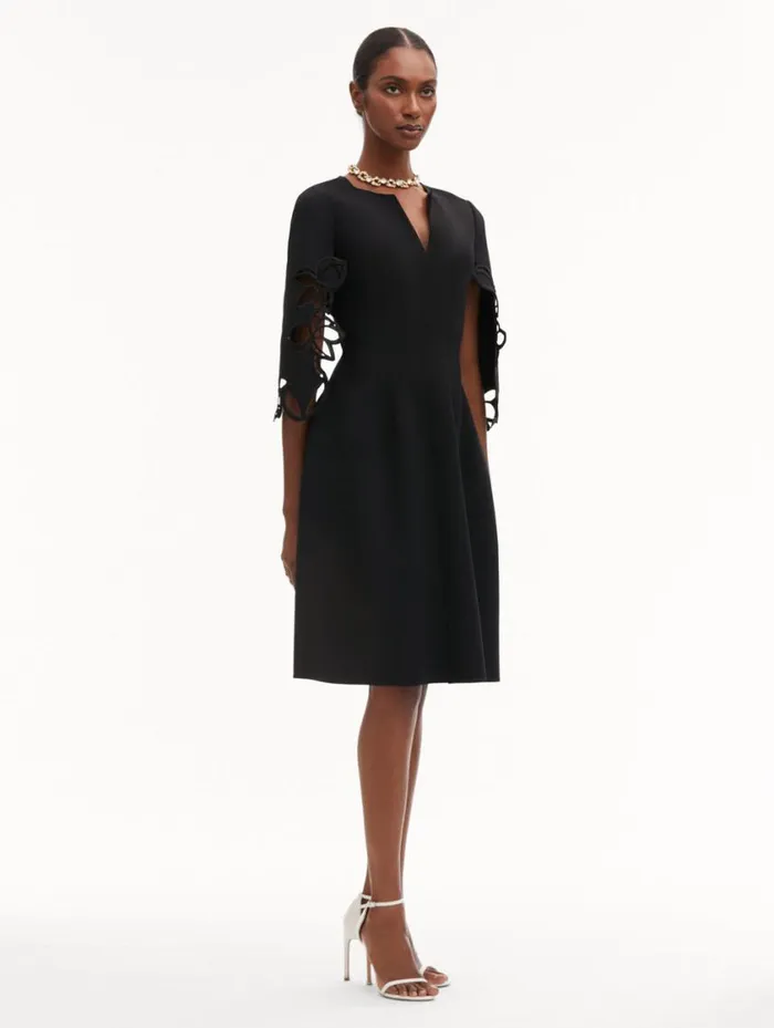 Women Orchid Sleeve Split Neck Dress Black Oscar De La Renta Dresses Women Orchid Sleeve Split Neck Dress Black Oscar De La Renta Dresses