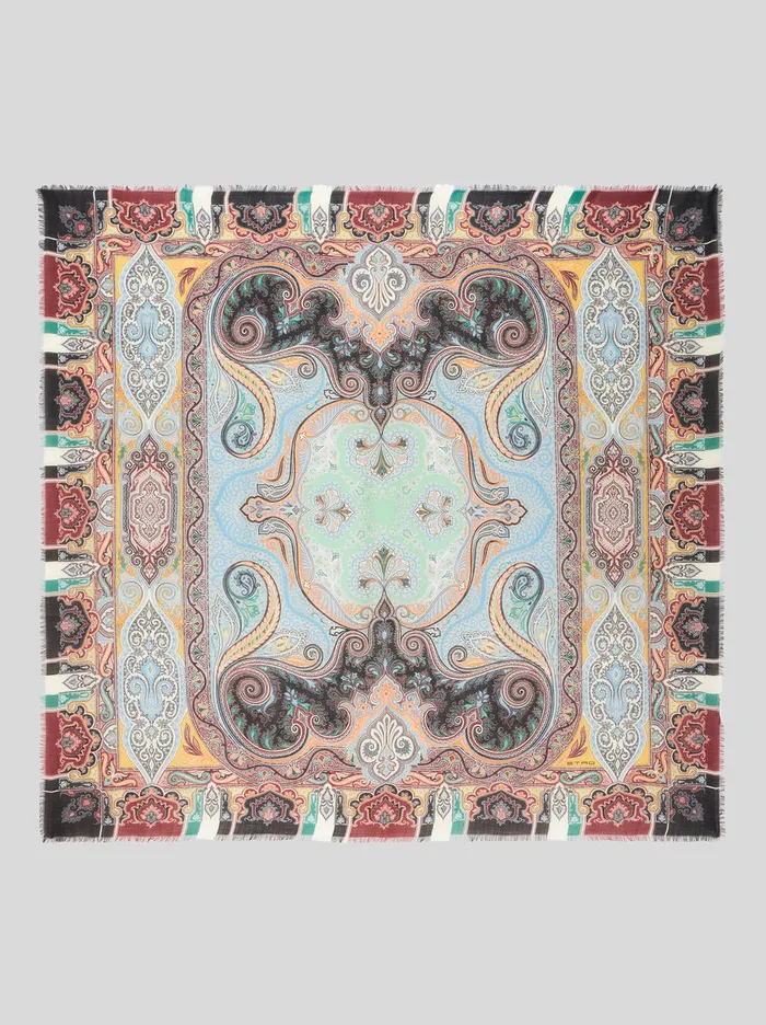 Women Ornamental Paisley Cashmere Shawl Etro Scarves And Silk