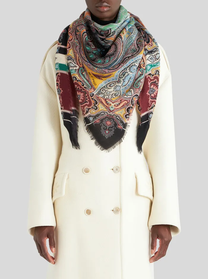 Women Ornamental Paisley Cashmere Shawl Etro Scarves And Silk