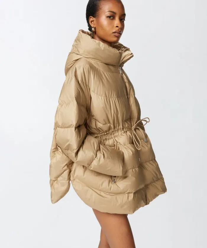 Women Outerwear Pinko Padded And Quilted Flared Puffer Jacket With Drawstring Beigeterradi Toscana Women Outerwear Pinko Padded And Quilted Flared Puffer Jacket With Drawstring Beigeterradi Toscana