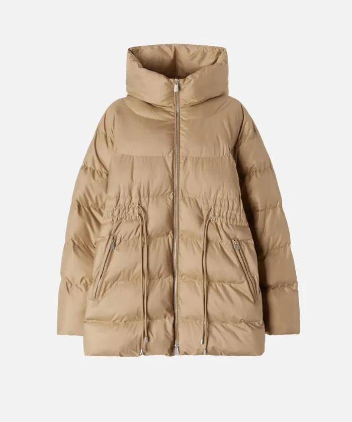 Women Outerwear Pinko Padded And Quilted Flared Puffer Jacket With Drawstring Beigeterradi Toscana Women Outerwear Pinko Padded And Quilted Flared Puffer Jacket With Drawstring Beigeterradi Toscana