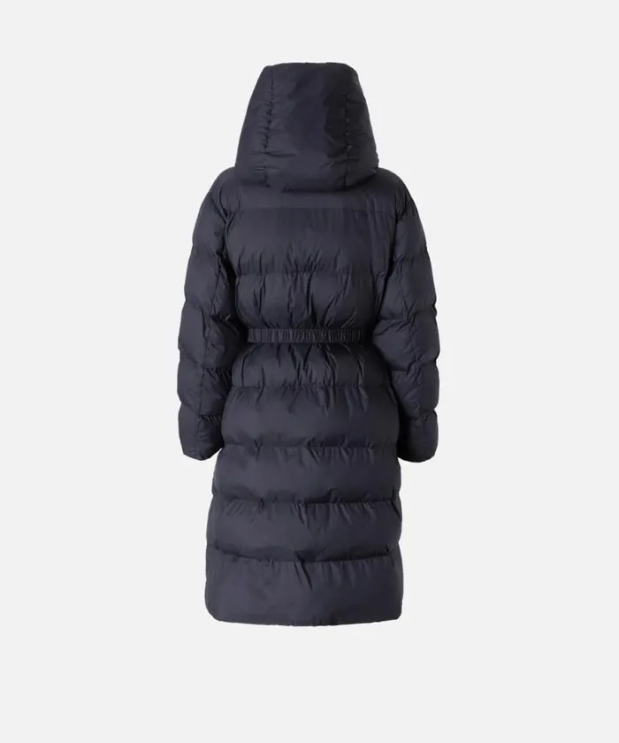 Women Outerwear Pinko Padded Technical Canvas Pea Coat With Belt Dark Navy Blue Women Outerwear Pinko Padded Technical Canvas Pea Coat With Belt Dark Navy Blue