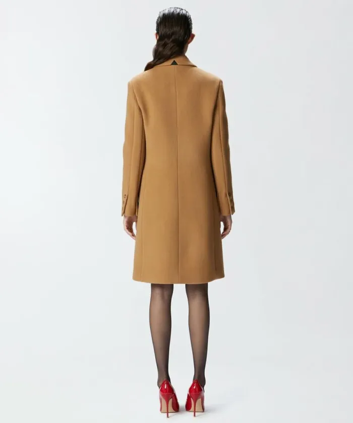 Women Outerwear Pinko Singlebreasted Woolblend Cloth Coat Mocha Camel Women Outerwear Pinko Singlebreasted Woolblend Cloth Coat Mocha Camel
