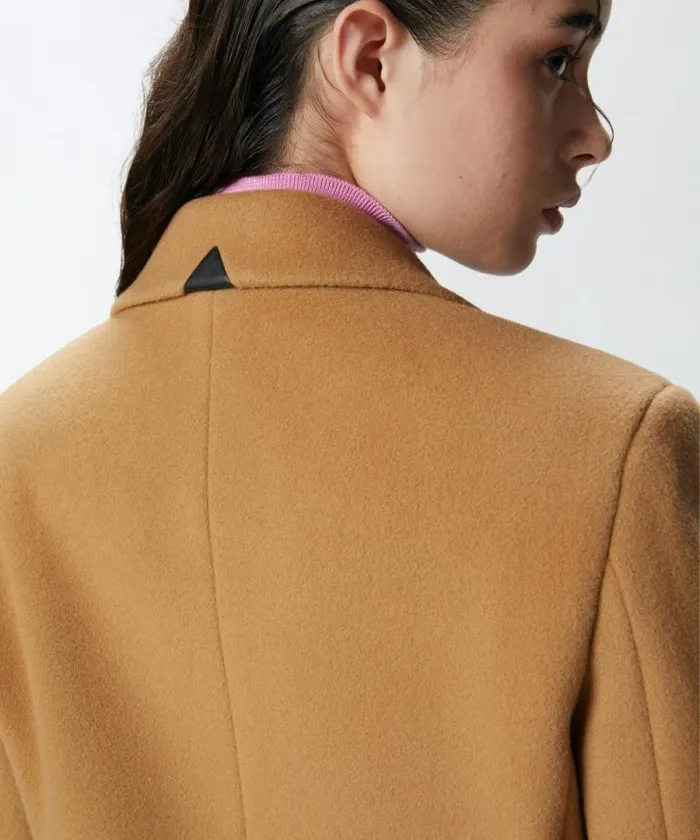 Women Outerwear Pinko Singlebreasted Woolblend Cloth Coat Mocha Camel Women Outerwear Pinko Singlebreasted Woolblend Cloth Coat Mocha Camel