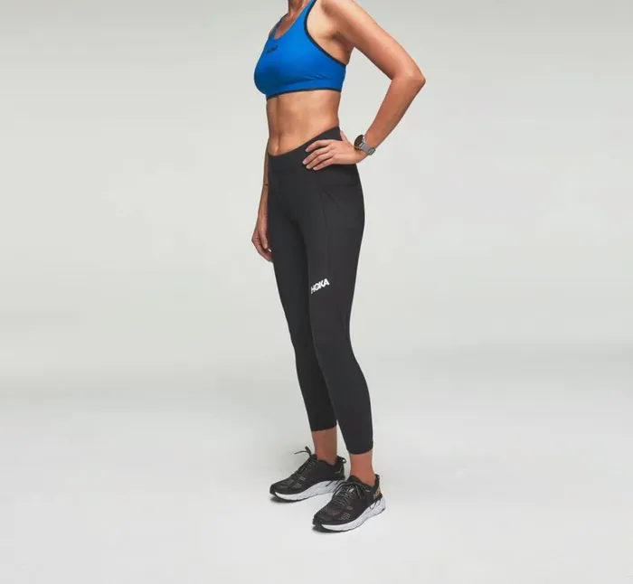 Women Performance Crop Tight Black HOKA ONE ONE Bottoms