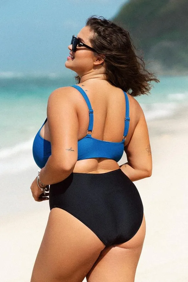 Women Plus Size and Curve Swimsuits Cupshe Beatriz Twist Front Cut Out Plus Size One Piece Swimsuit Multicolor