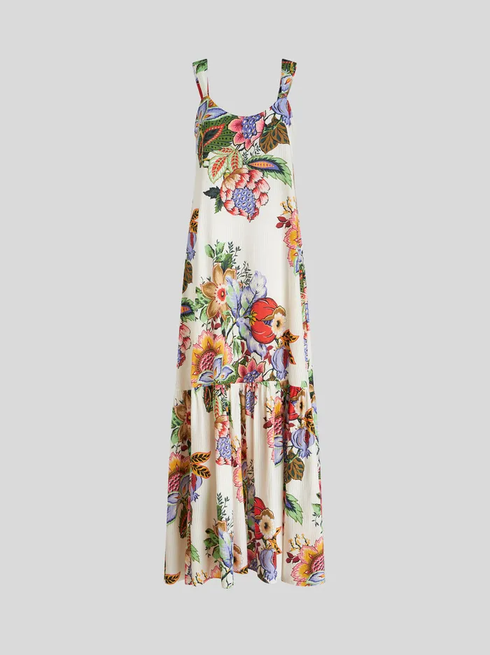 Women Printed Cotton And Silk Dress Etro Dresses