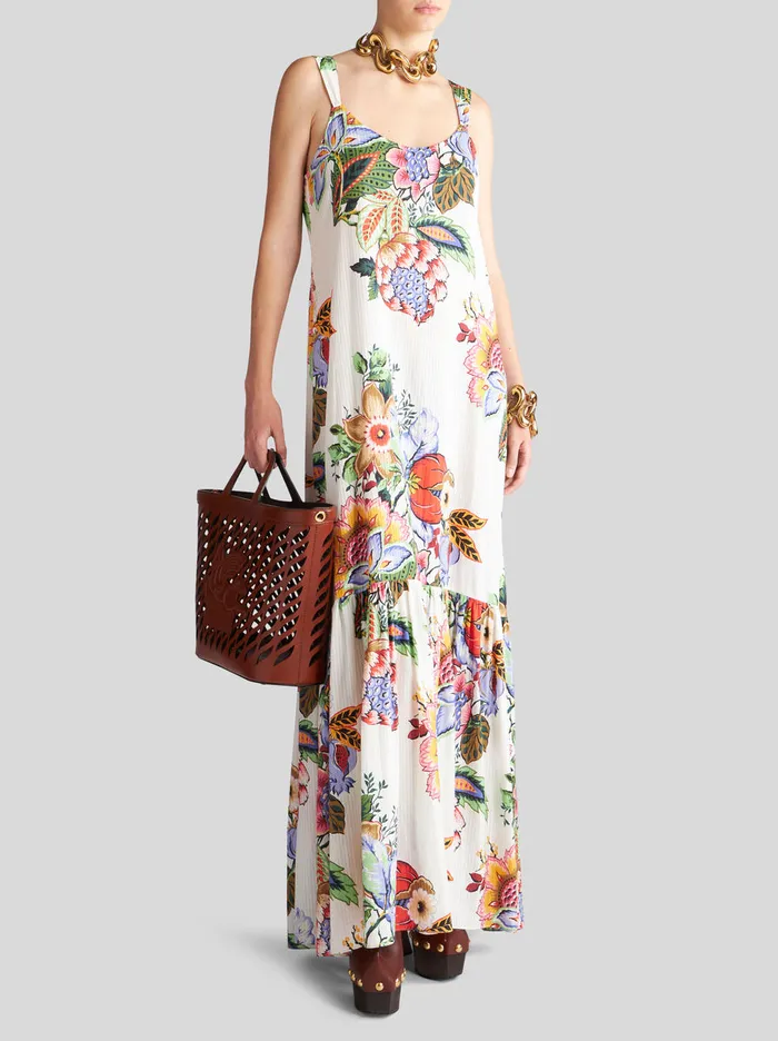 Women Printed Cotton And Silk Dress Etro Dresses