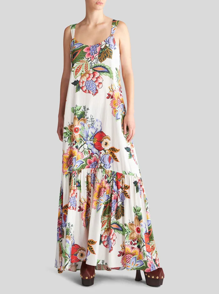 Women Printed Cotton And Silk Dress Etro Dresses
